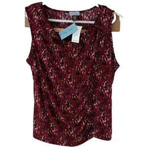 Clear Sky Woman's Shirt 1X Black/Burgundy Round Neck Sleeve Stretch Fabric